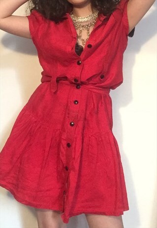 VINTAGE 90S RED ITTLE DRESS HIPPY HIPSTER