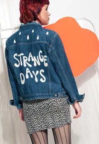 VINTAGE DENIM JACKET REWORKED HAND-PAINTED STRANGE DAYS
