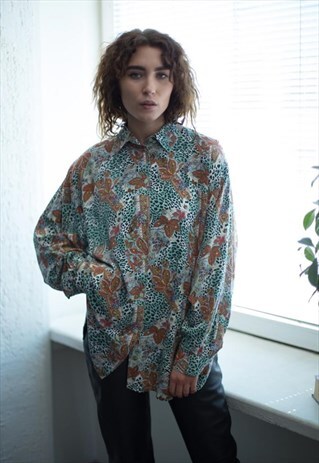 VINTAGE 80'S MULTICOLOUR PATTERNED LONG SLEEVED SHIRT