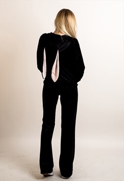 Bunnies Ears Velour Tracksuits (Black)