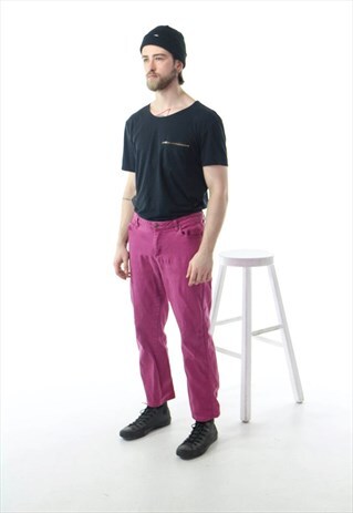 PINK STRAIGHT JEANS / HIGH WAISTED DENIM PANTS