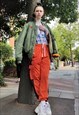 CONTRAST STITCHED REWORKED JOGGERS CARGO BEAM PANTS ORANGE