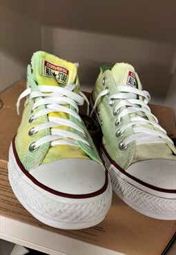 Tie Dye White Yellow Lime Low Lace Up Converse UK 8