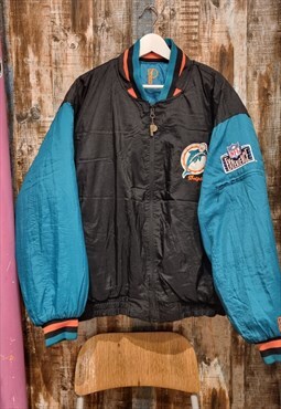 Vintage Pro Player Bomber NFL Varsity Puffer Miami Dolphins