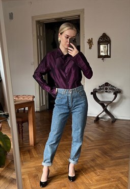 Vintage Silky Purple Blouse