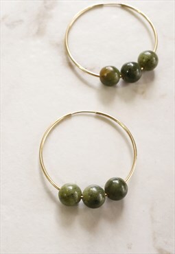 Jade and Gold Vermeil Hoops