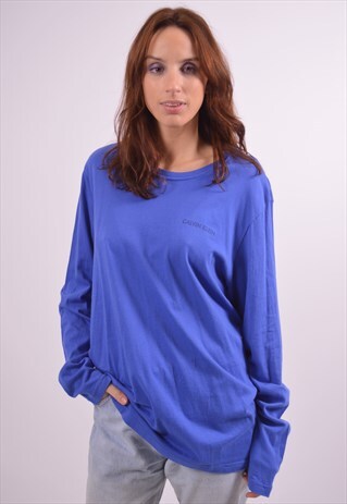 VINTAGE CALVIN KLEIN TOP LONG SLEEVE BLUE