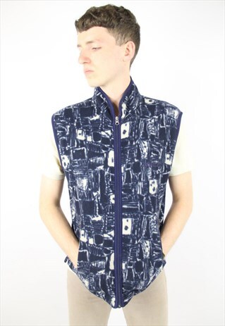 VINTAGE SLEEVELESS FLEECE FESTIVAL ZIP UP JACKET