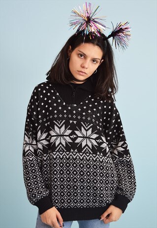 80'S RETRO OVERSIZED FAIR ISLE CHRISTMAS JUMPER