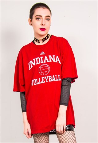 ADIDAS VINTAGE 90'S RED INDIANA VOLLEYBALL OVERSIZED T-SHIRT