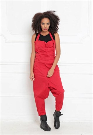 RED JUMPSUIT/ HAREM PANTS