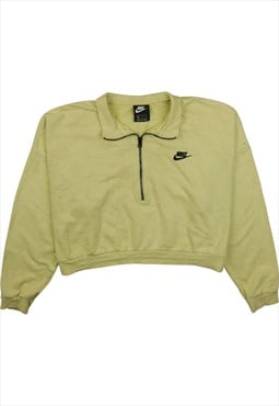 Vintage 90's Nike Sweatshirt Swoosh Quater Zip Khaki Green