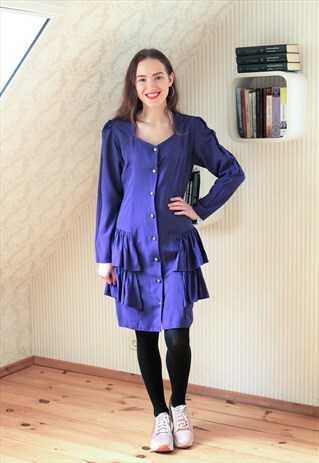 BRIGHT PURPLE DRESS WITH SKIRT FRILLS