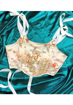 Handmade reversible chinese dragon corset 