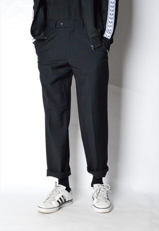 VINTAGE 90S NAVY BLUE ALMOST BLACK WOOL PANTS
