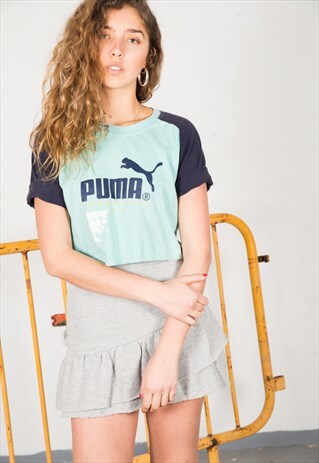 ON SALE VINTAGE 80'S PUMA CROP TOP /AVELINASREWORKS/ S0958