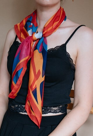 VINTAGE 80S FLOWER PRINT SCARF