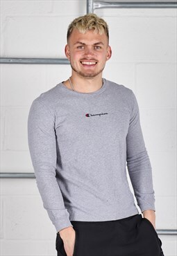 Vintage Champion Long Sleeve Top in Grey Lounge Tee XS