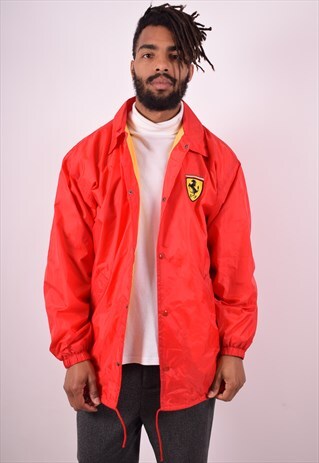 FERRARI MENS VINTAGE COACH JACKET XL RED 90S