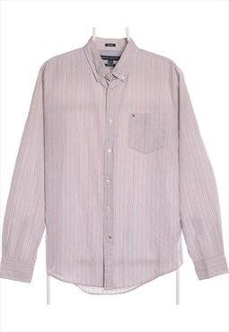 Vintage 90's Tommy Hilfiger Shirt Embroidered Striped Pink W