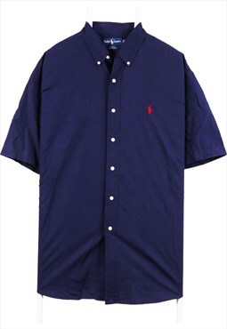 Vintage 90's Ralph Lauren Shirt Short Sleeve Button Up Navy
