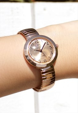 Ladies Mini Rose Gold Watch on Expander Strap