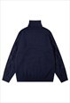 CLASSIC CABLE KNITTED TURTLENECK PREPPY EVERYDAY JUMPER BLUE