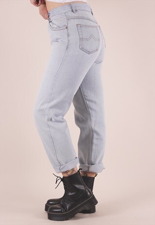 VINTAGE 90'S HIGH WAISTED BLUE DENIM MOM JEANS /AB8001