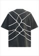 CHAIN PRINT T-SHIRT TEE GOTHIC TOP PUNK TEE IN VINTAGE GREY
