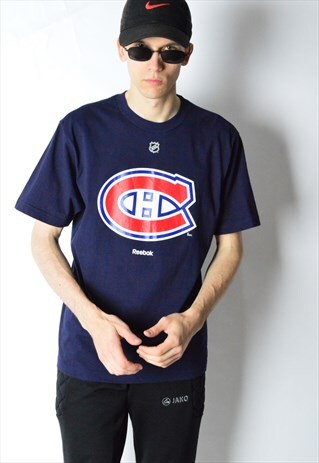 NAVY BLUE REEBOK NHL HOCKEY MONTREAL CANADIENS T-SHIRT