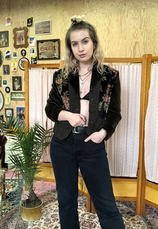VINTAGE 70S TWEED VELVET BLAZER