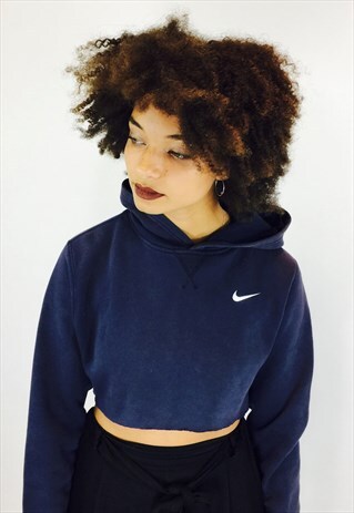 VINTAGE NIKE SWOOSH CROPPED HOODIE