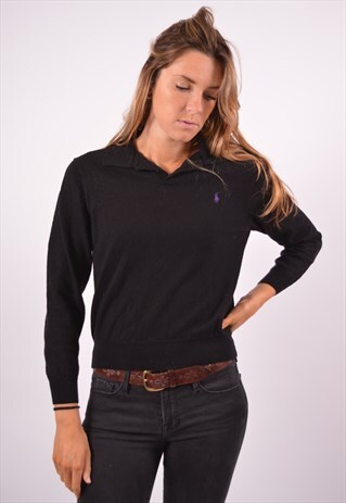 VINTAGE POLO RALPH LAUREN JUMPER SWEATER BLACK