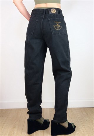 TRUSSARDI VINTAGE 90'S MOM JEANS HIGH WAIST BLACK DENIM