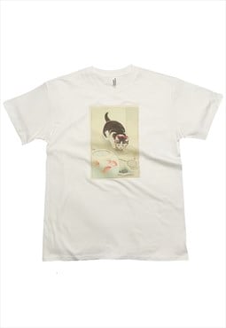 Ohara Koson Cat and Bowl of Goldfish Vintage Art T-Shirt
