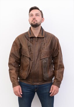 CANDA Vintage Men UK 38 US Pigskin Leather Jacket EU 48 Up