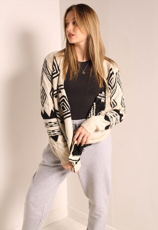 VINTAGE CRAZY JAZZY PATTERNED CARDIGAN MULTI