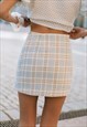 BLUE TWEED CROPPED BLAZER AND SKIRT CO ORD SET