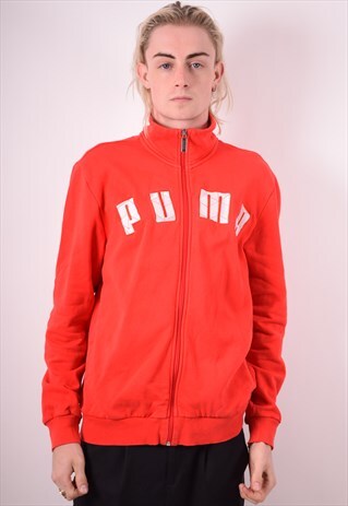 PUMA MENS VINTAGE TRACKSUIT TOP JACKET MEDIUM RED 90S