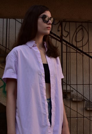 VINTAGE PINK/ WHITE STRIPED UNISEX SHIRT