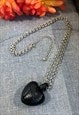 BLACK HEART LONG CHAIN NECKLACE