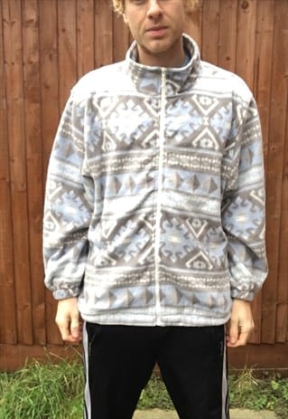 VINTAGE FLEECE AZTEC TRIBAL PULLOVER OVERSIZED WINTER JACKET