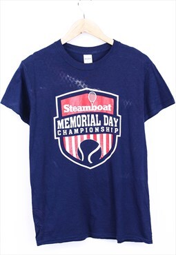 Vintage Championships Graphic Tee Navy With Sports Print 