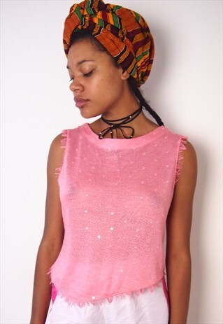 PINK KNIT TOP WITH SEQUENCE