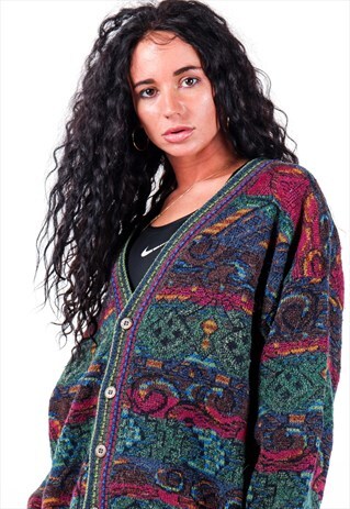 VINTAGE PATTERNED KNIT CARDIGAN K555