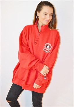 Vintage 90s CHAMPION 1/4 Zip American College Red Sweatshirt