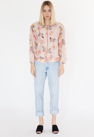VINTAGE 80S ROSES BOMBER JACKET