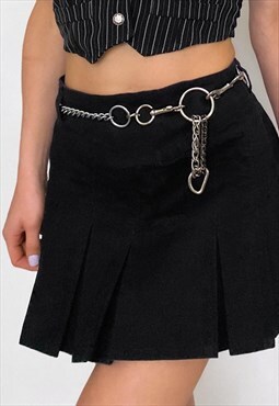 y2k black pleated mini skirt