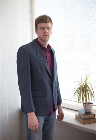 VINTAGE 70'S WOOL STRIPED BLAZER IN GREY