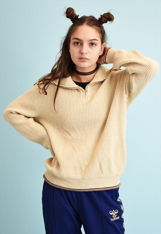 90'S RETRO NEUTRAL ROLL NECK KNIT JUMPER